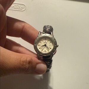 Peyote bird native watch mounted on leather with steirling silver and turquoise